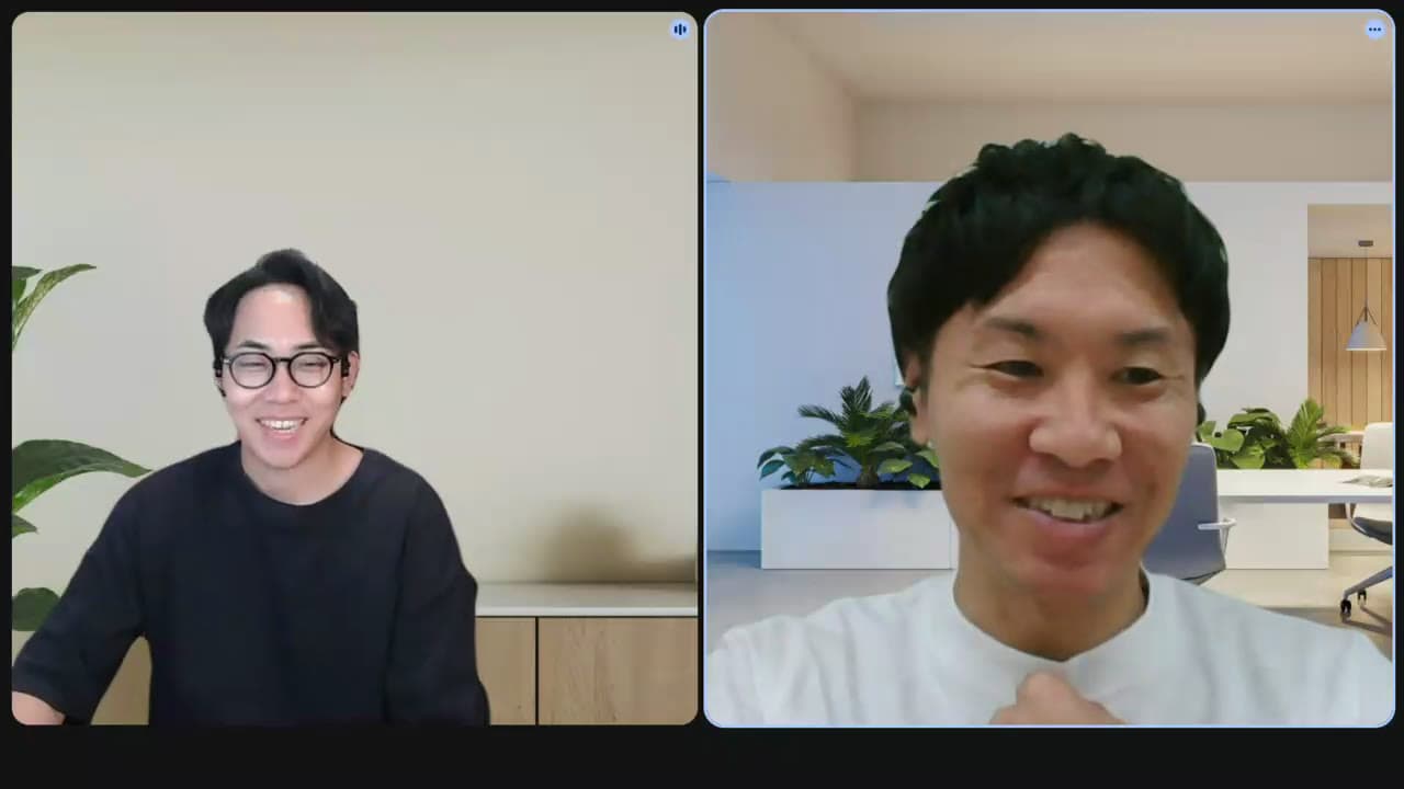 オンライン取材中の西山さん(右)と聞き手の泉(左)