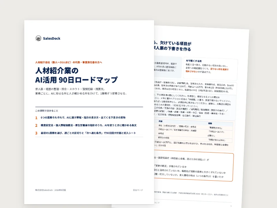 人材紹介業のAI活用 90日ロードマップの中身（実際のページ）
